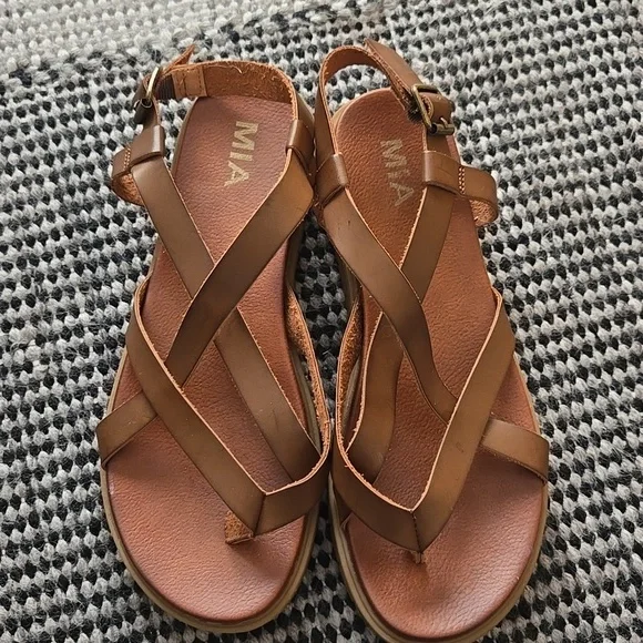 MIA Brown Strappy Casual Sandals, 7.5, Comfortable, VGUC, Brown Casual Neutral - Picture 2 of 10